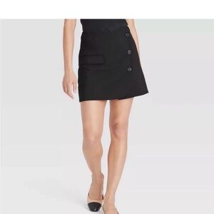 NWT A New Day Black Button-Front Mini Skirt. Size 14.